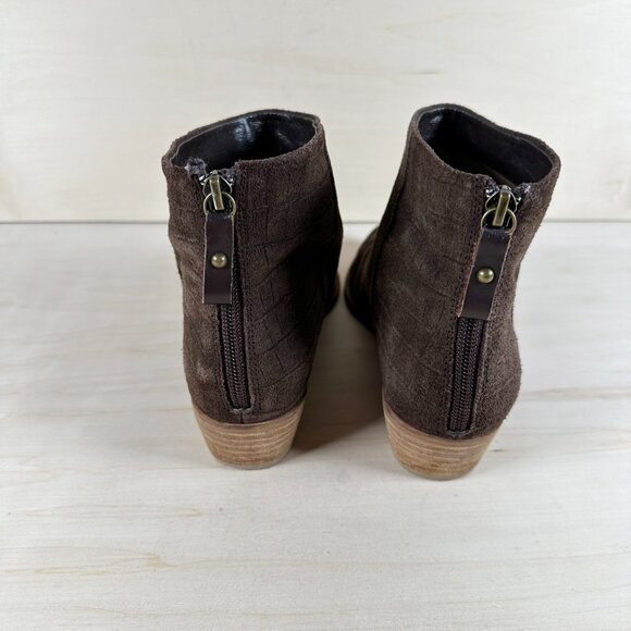 Kelsey Dagger Brooklyn Brown Suede Croc Booties Women's 8.5 Excellent Condition! - Picture 2 of 8